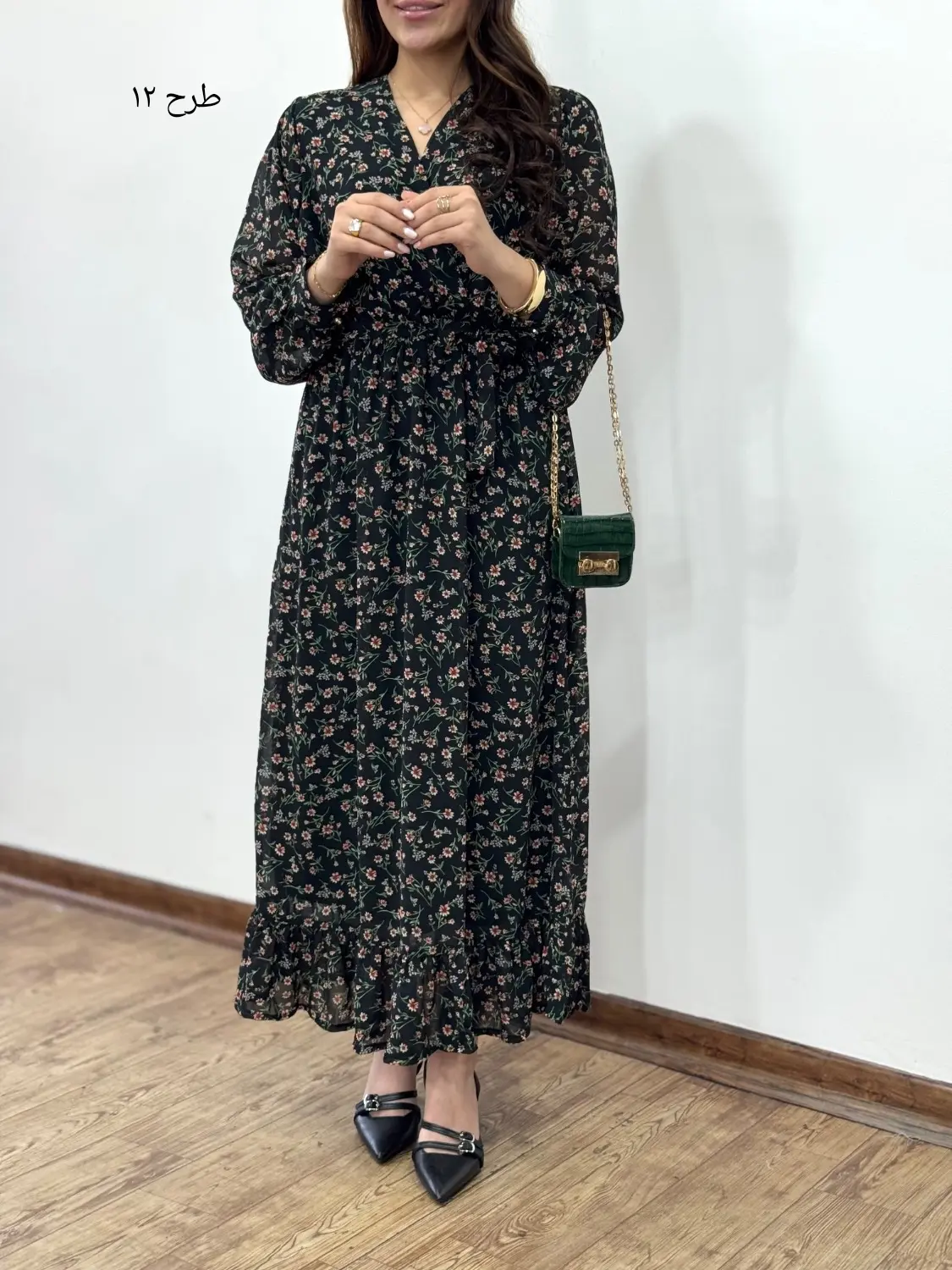 پیراهن بلند حریر آستردار آوا کد 5741